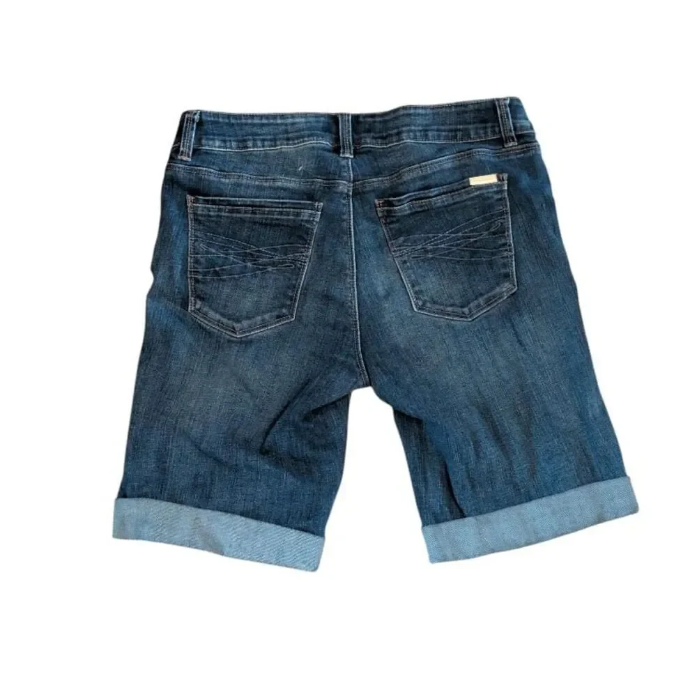 White House Black Market Denim Bermuda Shorts Size 6 Dark Wash Jean Shorts